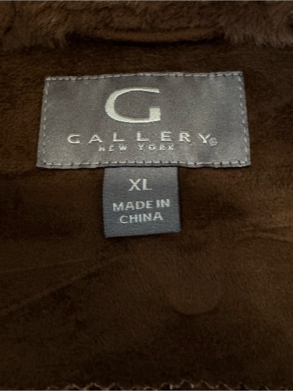 Gallery Faux Suede Faux Shearling Hooded Long Coat Brown XL NWT - Picture 7 of 13